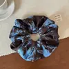 Scrunchie Floral Azul Estilo Floresta Retrô Fresco Novo High-End Fashion Prendedor de Cabelo Versátil Acessório de Cabelo para Rabo de Cavalo