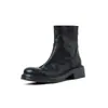 Couro de cavalo de primeira camada Dr. Botas Martens femininas botas polidas outono e inverno novas couro genuíno bico redondo salto médio zíper traseiro botas únicas botas femininas curtas