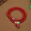 Pulsera de cinabrio al por mayor, cinabrio púrpura y dorado, hebilla de paz de cinabrio, bolsa de dinero valiente, calabaza, pulsera de múltiples vueltas para hombre y mujer