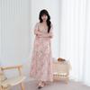 Elegante vestido de algodón seda Super hada hombros descubiertos pequeño fresco floral camisón cintura alta adelgazante falda amplia falda de playa para vacaciones