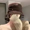 Sombrero de Monta de Ala Plana Marrón Gamuza para Mujer, Nuevo Sombrero Newsboy Estilo Británico Vintage Otoño e Invierno, Sombrero de Cabeza Grande para Otoño