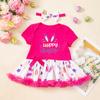 Vestido de Conejo para Niña de Pascua Transfronterizo Bolsa de Huevo de Conejo Falda Vestido de Fiesta para Bebé Set de Dos Piezas con Diadema