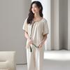 Pijama de Tencel para Mujer 2025 Nuevo Verano Lyocell Algodón Ropa de Casa de Alta Gama Floral de Manga Corta Traje Fresco