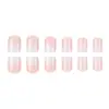 Nuevo Modelo de Comercio Exterior Juego de Arte para Uñas de 24 Piezas, Uñas Postizas Simples Degradado Rosa Nude, Uñas Postizas Cuadradas Cortas al por Mayor