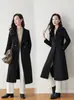 Nuevo abrigo de lana de doble cara elegante para otoño e invierno que ciñe la cintura, chaqueta de lana de longitud media