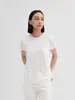 Warren Hailong Sst008 Moda Femenina de Principios de Primavera Color Sólido Algodón Pima Ajustada Cuello Redondo Manga Corta Camiseta para Mujer