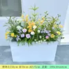 Arreglos Artificiales de Hortensias y Rosas en Cajas de Flores Mixtas y Macetas para Balcón, Oficina de Ventas, Restaurante, Sala de Estar y Decoración de Divisiones