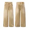 Muxi Ropa Estilo Retro Americano Lavado Vintage Versátil Pantalones de Pierna Recta Sueltos Pantalones de Trabajo Jeans de Calle para Hombre