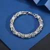 Pulseira Masculina de Aço Inoxidável com Flor Artesanal Transfronteiriça Tendência Hip-hop Pulseira Cubana Agressiva Pulseira de Aço Titânio Inalterável