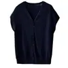 2026 Verano Tallas Grandes Mujer Nuevo Estilo Elegante Ligero Cuello en V Fresco Punto de Seda Manga Murciélago Top 0516