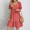 Verano Comercio Exterior Transfronterizo Ropa para Mujer Europea y Americana Amazon Falda Holgada Casual Manga Corta Ceñidor de Cintura Vestido Fluido 908 #