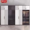 Armario moderno minimalista para el hogar de aleación de aluminio con acabado para dormitorio, gran capacidad, puerta de vidrio con luz, vestidor metálico