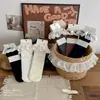 Zapatos y calcetines para niñas, calcetines de encaje con mini lazo estilo coreano ins para primavera y otoño, calcetines de media pantorrilla para niñas de otoño e invierno