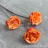 Flores Artificiais 3 Cabeças Rosa Austin Decoração de Casa Sala de Estar Flor de Seda Arranjo de Flores Rosa Adereços de Casamento