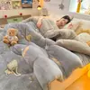Edredón de Felpa Grueso de Doble Cara para Invierno al por Mayor, Ropa de Cama de Felpa de Leche y Felpa de Cordero, Edredón para Persona Doble de Hogar para Cuatro Estaciones, Núcleo de Edredón Individual para Dormitorio