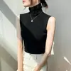 Chaleco de Punto de Cuello Alto para Mujer Otoño e Invierno 2024 Nuevo Ajustado Cuello Alto Chaleco Sin Mangas Camisa Base