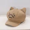 Gorra de béisbol bordada con orejas de gato para mujer, lindo estilo otoño e invierno, adecuada para cabezas grandes, hace que la cara se vea más pequeña, sombrero versátil de copa suave
