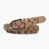 Cinturón trenzado de mujer estilo coreano, sin agujeros, versátil para jeans y vestidos, cinturón decorativo, cinturón de cuero PU puramente tejido a mano para mujer