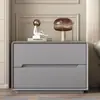Nueva Mesa de Noche Minimalista Italiana, Gabinete de Noche de Doble Cajón Sin Ensamblaje, Gabinete de Almacenamiento de Piso de Lujo Ligero para Dormitorio del Hogar