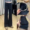 Pantalones de Chándal Negros de Pierna Recta para Mujer, Estilo Nuevo Primavera, Otoño e Invierno 2025, Cintura Alta, Caída Suelta, Para Personas Bajas, Casual, Pantalones de Chándal de Pierna Ancha con Forro de Felpa