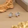 Pendientes de Estrella de Zirconia de Doble Cara de Moda para Mujer, Pendientes Sencillos y de Alta Gama, Pendientes de Diseño de Nicho, Joyería al por Mayor
