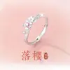 Anel de Flor de Cerejeira em Prata de Lei 925 para Mulheres, Luxo Acessível Design de Nicho, Anel Criativo, Presente de Aniversário da Moda para Namorada e Melhor Amiga