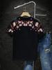 Camiseta de Verano para Hombre Tendencia Nacional Textura Relajada Camiseta de Pareja de Manga Media Top Pesado Camiseta de Manga Corta Trendy Flor de Ciruelo Trendy