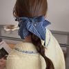 Cachecol Quadrado Xadrez Azul Jeans Estilo Coreano Anel de Cabelo Intestino Grosso Feminino Estilo Universitário Delicado Corda de Cabelo Elegante Acessórios de Cabelo Primavera e Verão