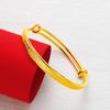 Pulseira plana retrô push-pull de aço banhado a ouro latão pulseira ouro areia por muito tempo não desbota joias joias atacado