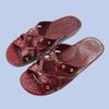Sapatos de óleo vermelho Sandálias e chinelos para mãe Moda verão Fundo macio Meia-idade Meia-idade e idosos Rasos Antiderrapantes plus size Sapatos femininos