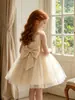 Vestido de bebé niña estilo europeo y americano transfronterizo, vestido de tirantes de tul hasta la rodilla, vestido de princesa para cumpleaños de un año con lazo
