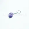 Venta caliente transfronteriza llavero de cristal natural cadena de bolsa de piedra de cristal hebilla de cierre accesorios de joyería al por mayor