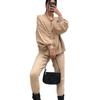 Roupas Femininas 2023 Amazon Wish Nova Moda Europeia e Americana Gola V Cor Sólida Conjunto Suéter Feminino