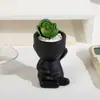 Vasos de Plantas Suculentas Nórdicos, Vasos de Flores de Vinil Simples e Criativos, Decoração de Mesa de Escritório, Plantas Pequenas em Vasos Preguiçosas Preto e Branco