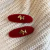 Pinza de Pelo de Felpa Roja Dorada Estilo Retro para Año Nuevo para Mujer, Pasador del Año del Zodiaco, Pinza Lateral, Pinza para Flequillo, Accesorio para el Cabello