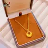 Collar Colgante Anillo Grueso Dorado Vintage Nuevo Estilo Chino Método Antiguo Trozo Pequeño de Oro Hebilla de Seguridad Moda Versátil Cadena para Clavícula para Mujeres