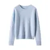 Suéter de cachemira 100% pura para mujer para otoño e invierno, de doble hebra engrosada, tejido de ochos completo, cuello redondo, corte holgado, jersey de punto, capa base de punto