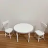Juguetes de Comida para Casa de Muñecas en Miniatura DIY Blanco Mini 1:Escena de Muebles a Escala 12 Modelo Set de Sillas de Madera Accesorios de Mesa de Comedor