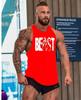 Comércio exterior ebay fera estampada regata fitness masculina algodão personagem I tamanho europeu e americano macia absorvente de suor respirável