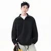 Sudadera de Pareja para Hombre, Primavera y Otoño, Corte Holgado, Hombros Caídos, Manga Larga, Nuevo Estilo Otoño 2026, Cuello Alto Medio para Hombre, Camisa Base de Color Sólido