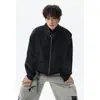 Estilo retro americano Hong Kong, de alta qualidade, plus size, jaqueta de couro de alta qualidade para homens, corte solto, gola alta, com zíper, top casual, adequado para casais