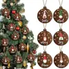 24 Peças de Decorações de Natal de Madeira Lascas de Madeira Pintadas Vazadas Árvore Pendurada para Interior (Estilo casual)