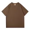 210g Algodão Puro Ombro Caído Gola Redonda Manga Curta Verão Novo Peso Pesado Casual Moda Mais Vendido Cor Sólida Camiseta Masculina Top