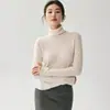 Suéter de Cashmere para Mulheres com Bordas Dobradas e Gola Alta Empilhada, Suéter Base de Tricô Quente Solto de Gola Alta para Mulheres