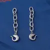 Cadena de Extensión Cola de Cadena de Extensión Hecha a Mano Retro Vieja con Cadena de Plata de Ley S925 Peces Pequeños Retorcidos y Flor Coliflor