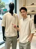 Camiseta Masculina de Verão Gola V Manga Curta Estilo Old Money Transfronteiriça, Top Casual Versátil Soltinho Manga Meia Manga Estilo Americano