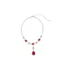 Set de Collar y Aretes Colgantes de Diamante Ovalados Forma de Gota de Agua Estilo Palacio Retro Cadena para Clavícula Lujo Ligero Collar de Gama Alta