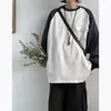 Sudadera de Cuello Redondo Patchwork de Marca de Moda Estilo Japonés para Hombre, Diseño Holgado y Sencillo con Bolsillos, Top Camiseta Versátil Casual para Pareja