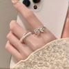 Anillo de dedo abierto con lazo de perlas dobles cruzado estilo francés para mujer, lujo ligero, alto sentido, anillo simple exquisito