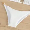 2026 Nuevo Modelo Aliexpress Bolso Triángulo de Cadena de Color Sólido Traje de Baño de Dos Piezas para Mujer, Moda Europea y Americana Bikini Sexy